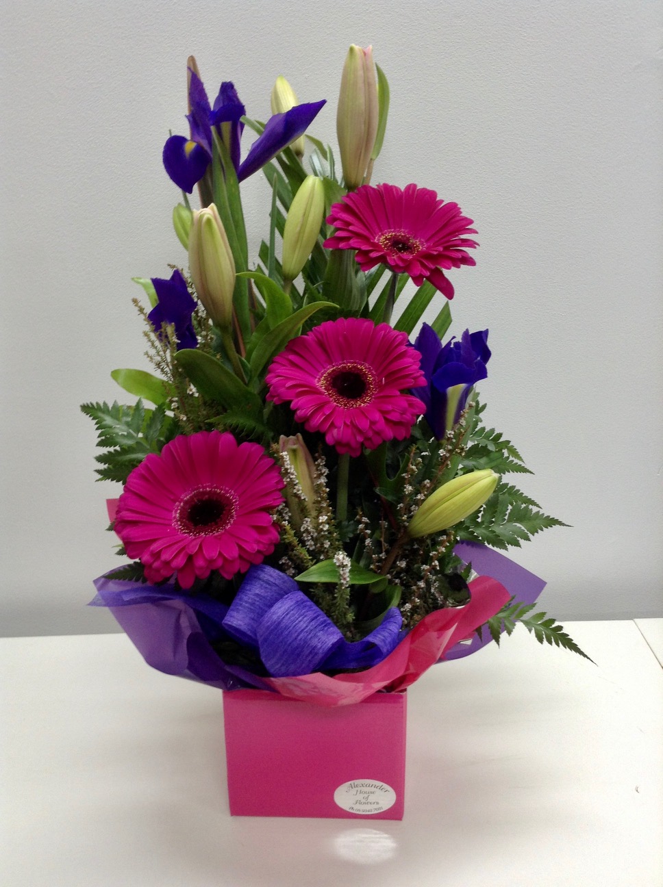 Bright and Purple Box of Arrangement