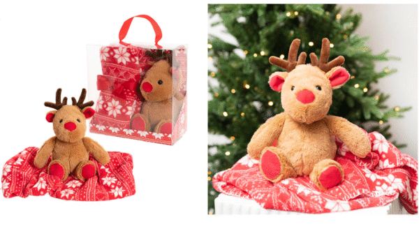 Red Nose Reindeer & Blanket Gift Set Red (25cmH)