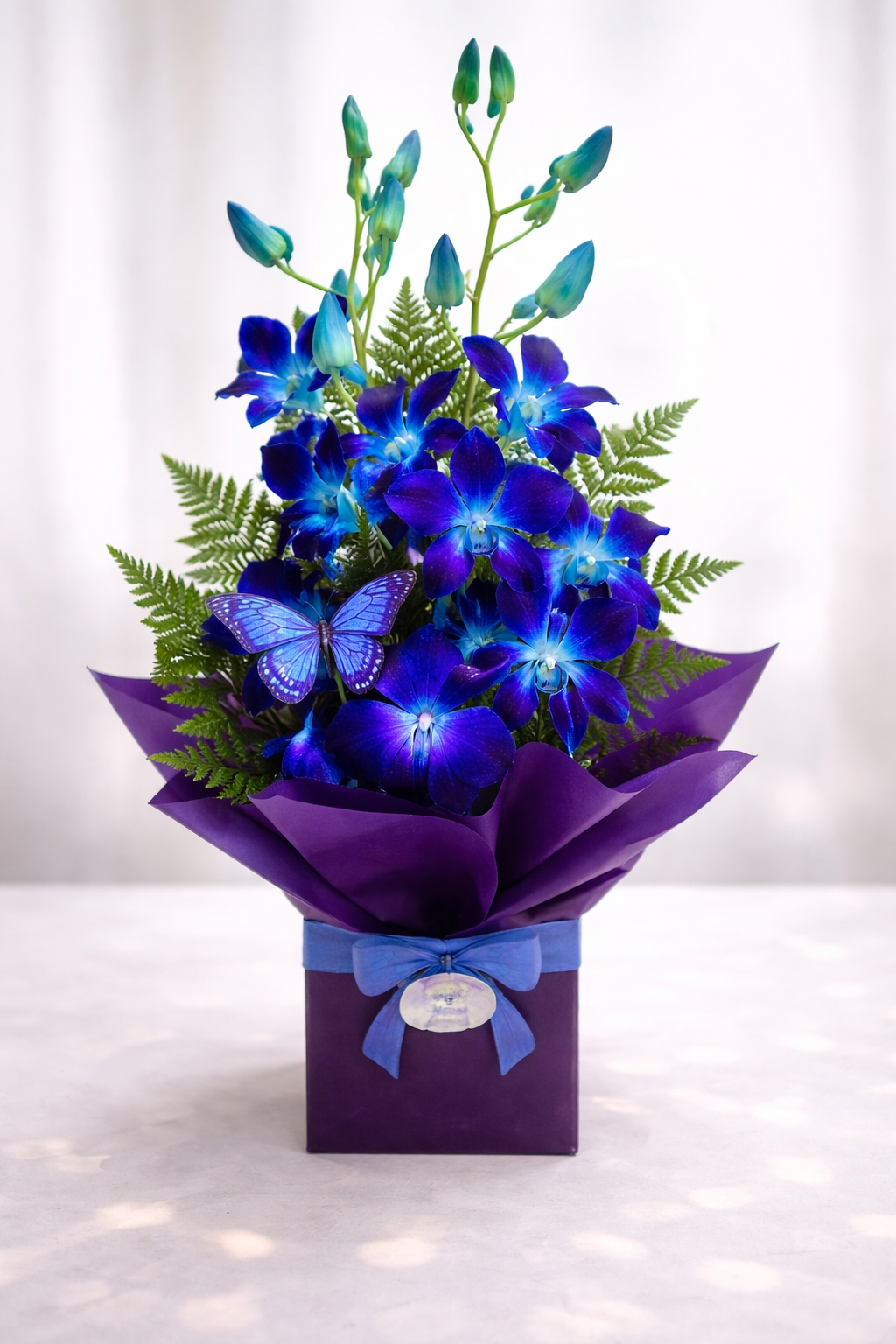 A Bright Small Orchid Arrangement Blue