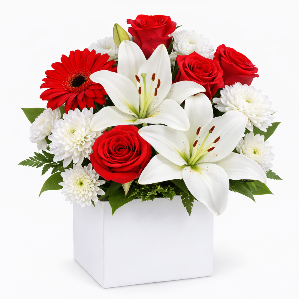 Mini Posy white and Red Arrangement